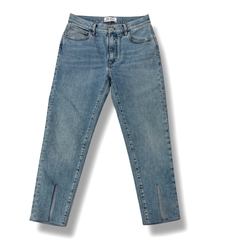 The Attico blue denim jeans Cropped Ankle slit High Waist Sz 29